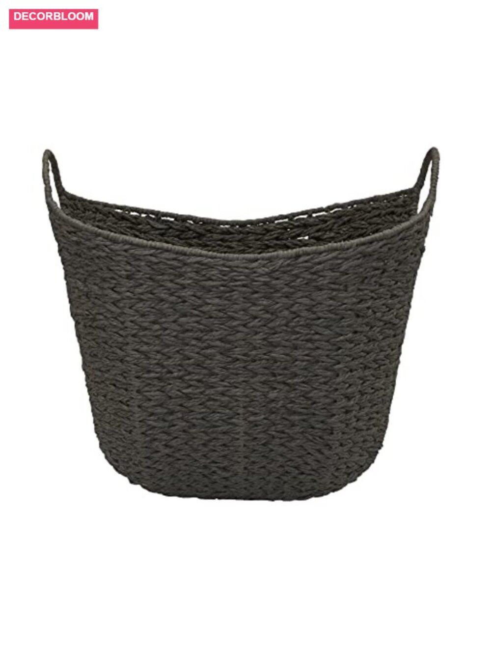 Handwoven Paper Rope Storage Basket Metal Frame Handles - Picture 4 of 6